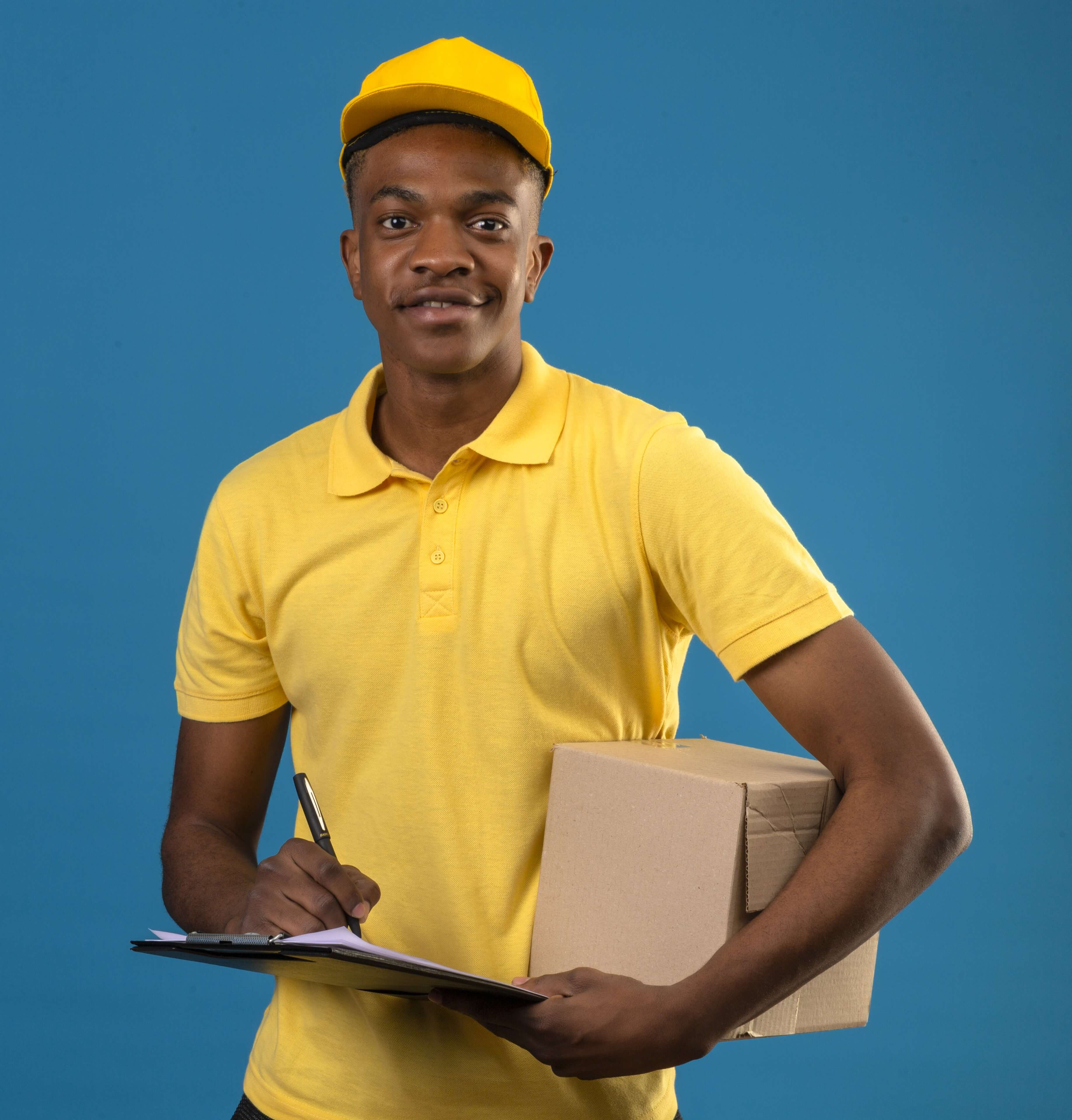 OK Logistics delivery rider holding a package